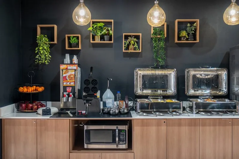 Hot breakfast spread at THE BLOCK HOTEL
